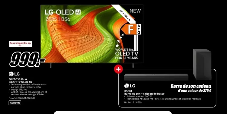 Offre: LG Smart Tv OLED 4K + Barre de son