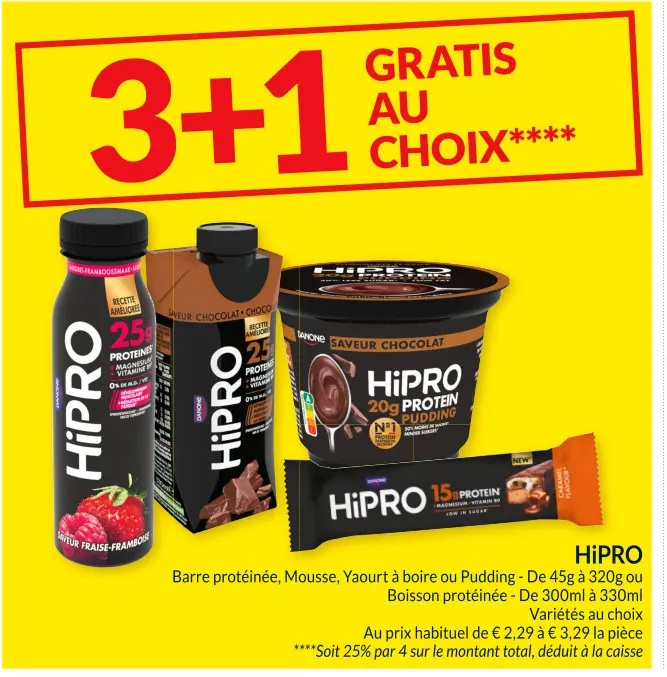 Offre: Barre protéinée, Mousse, Yaourt à boire ou Pudding