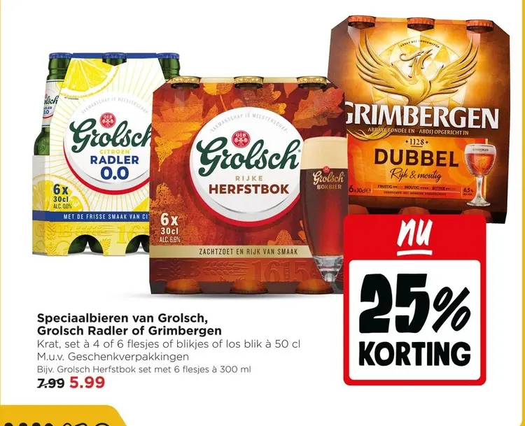 Aanbieding: Speciaalbieren van Grolsch, Grolsch Radler of Grimbergen