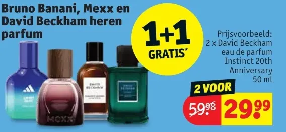 Promotie: Bruno Banani, Mexx en David Beckham heren parfums