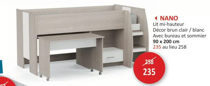 Offre: Lit mi-hauteur