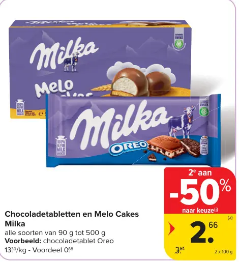 Promotie: Chocoladetabletten en Melo Cakes