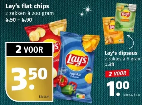 Aanbieding: Lay's flat chips