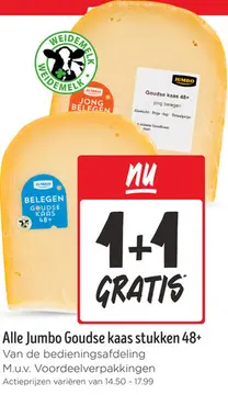 Aanbieding: Alle Jumbo Goudse kaas stukken 48+