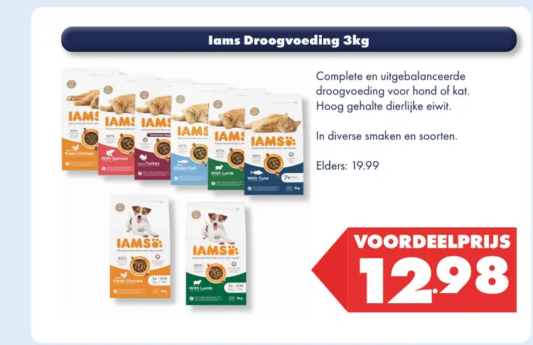 Aanbieding: Iams Droogvoeding 3kg