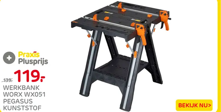 Aanbieding: Werkbank WORX wx051 pegasus kunststof