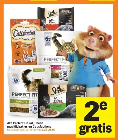 Aanbieding: Perfect Fit kat, Sheba maaltijdzakjes en Catisfactions
