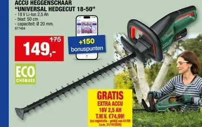 Promotie: Accu heggenschaar Universal Hedgecut 18-50
