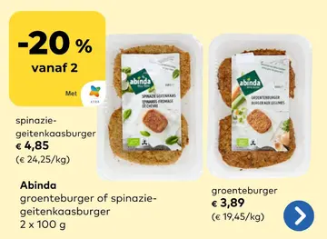 Aanbieding: spinazie-geitenkaasburger