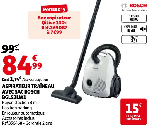 Promotie: Aspirateur traîneau avec sac
