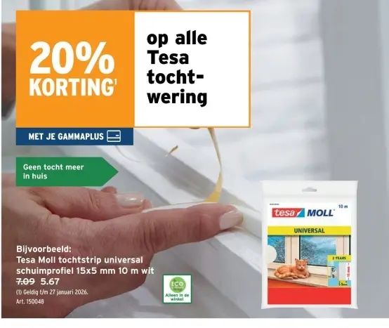 Promotie: Tesa Moll tochtstrip universal schuimprofiel 