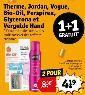 Offre: Therme, Jordan, Vogue, Bio-Oil, Perspirex, Glycerona et Vergulde Hans