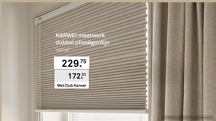 Aanbieding: KARWEI maatwerk dubbel plisségordijn / KARWEI