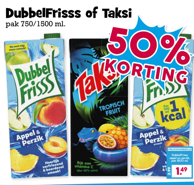 Aanbieding: DubbelFrisss of Taksi