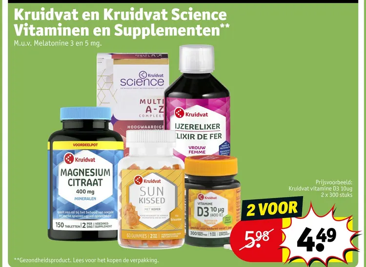 Aanbieding: Kruidvat vitamine D3 10ug