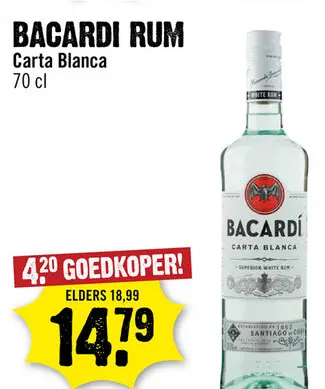 Aanbieding: Bacardi Carta Blanca 70 cl