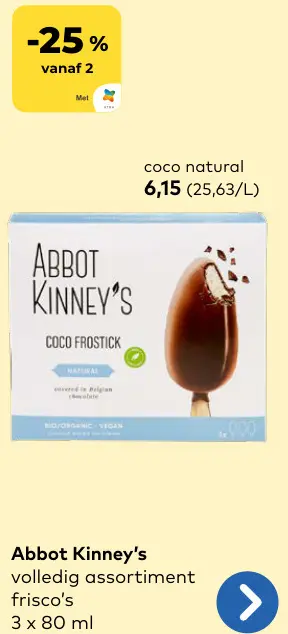 Promotie: Abbot Kinney's volledig assortiment frisco's