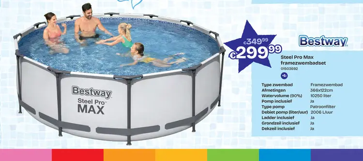 Promotie: Steel Pro Max framezwembadset 366x122cm