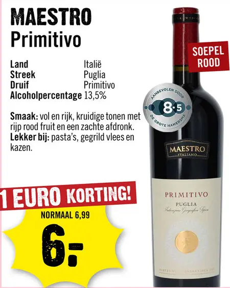 Aanbieding: Maestro Primitivo 75 cl