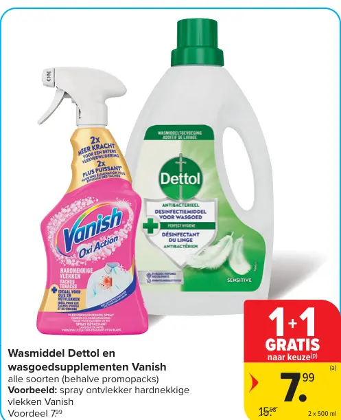 Promotie: Wasmiddel Dettol en wasgoedsupplementen Vanish