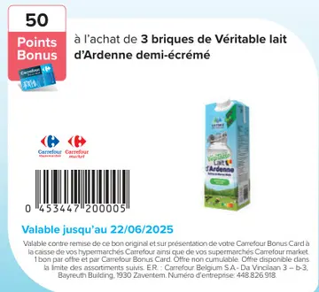 Offre: Véritable lait d'Ardenne demi-écrémé
