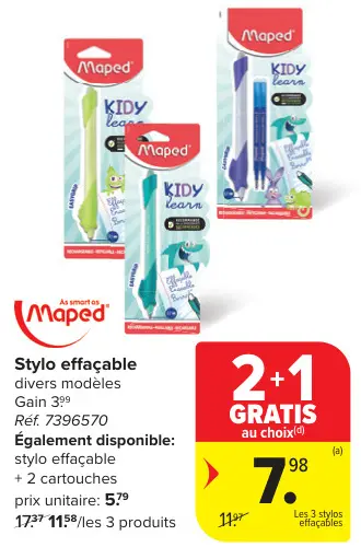 Offre: Stylo effaçable
