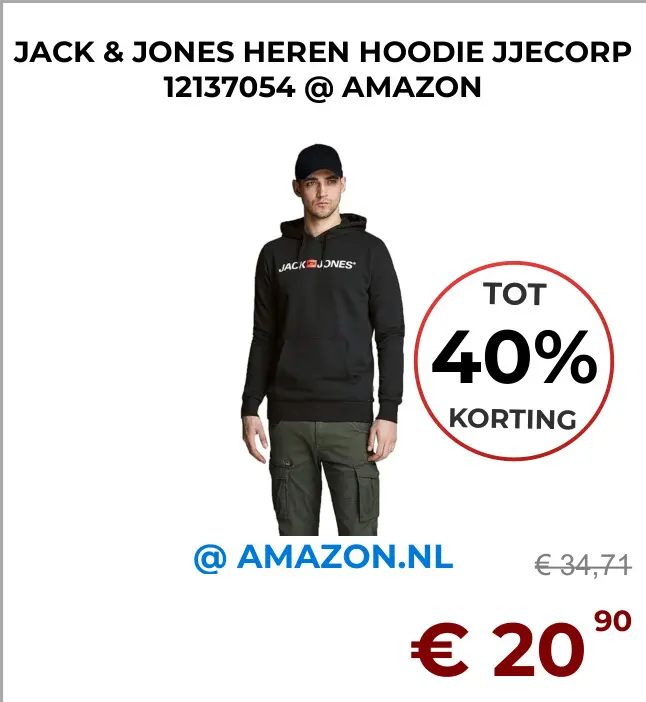 Aanbieding: Jack & jones heren hoodie jjecorp