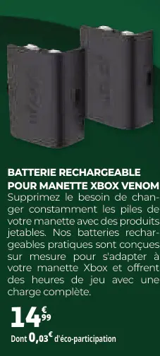Offre: Batterie rechargeable pour manette XBOX VENOM