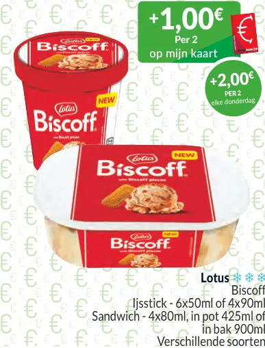 Promotie: Biscoff ijsstick, sandwich, in pot of in bak