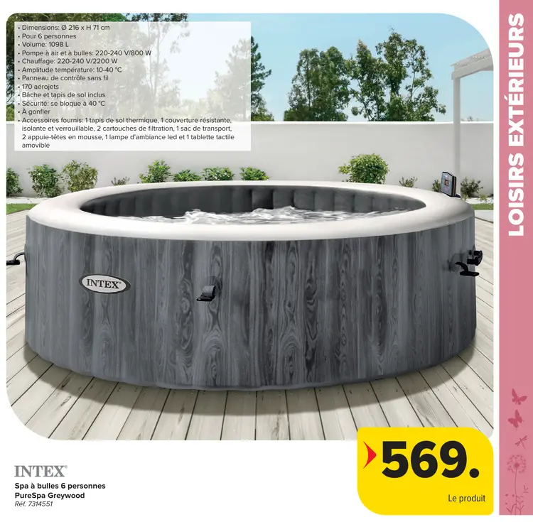 Offre: Spa à bulles 6 personnes PureSpa Greywood