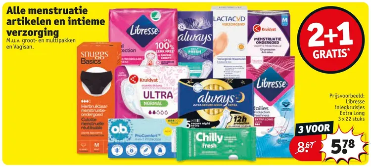 Aanbieding: Alle menstruatieartikelen en intieme verzorgi