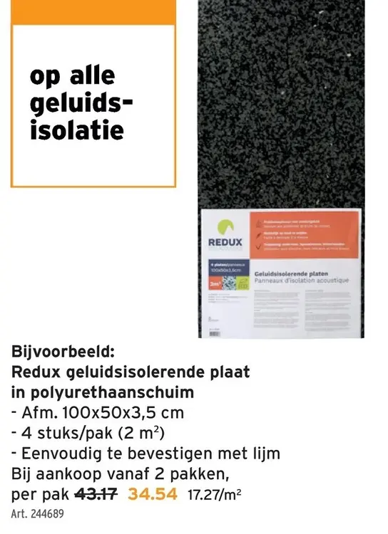 Promotie: Redux geluidsisolerende plaat