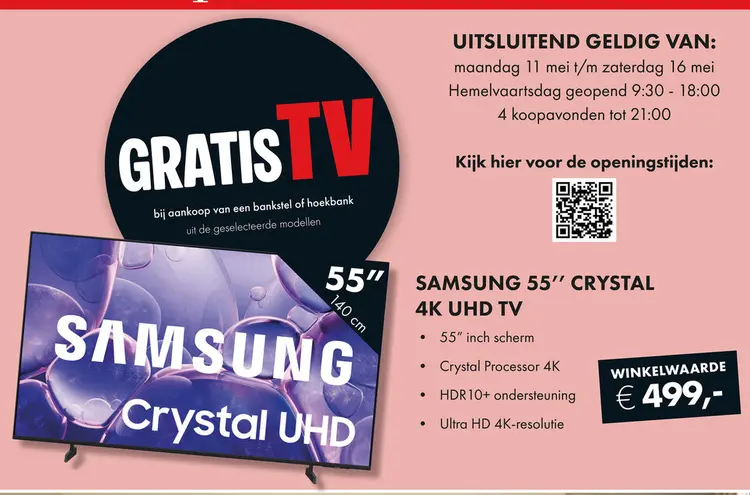 Aanbieding: Samsung 55'' crystal 4k uhd tv