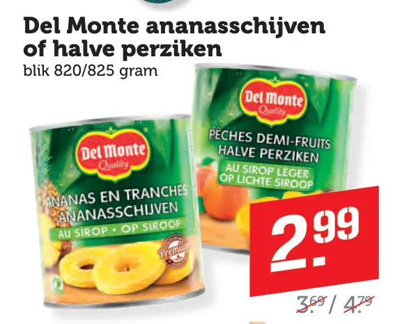 Aanbieding: ananasschijven of halve perziken
