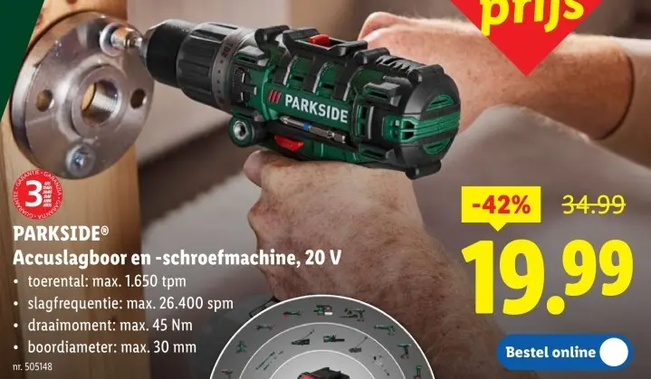 Promotie: Accuslagboor en -schroefmachine, 20 V