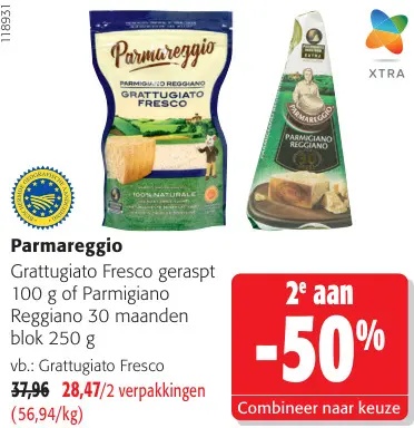 Promotie: Grattugiato Fresco geraspt of Parmigiano Reggiano blok