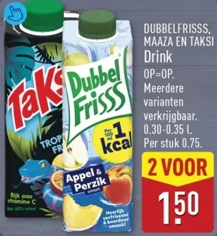 Aanbieding: Dubbelfrisss, Maaza en Taksi Drink