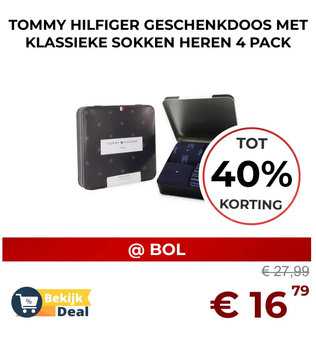 Aanbieding: Tommy hilfiger geschenkdoos met klassieke sokken heren 4 pack