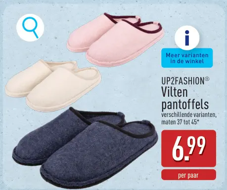 Promotie: UP2FASHION® Vilten pantoffels