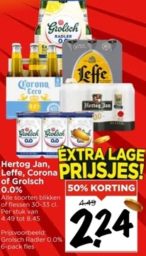 Aanbieding: Hertog Jan, Leffe, Corona of Grolsch 0.0%