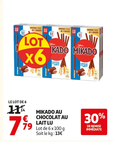 Offre: Mikado au chocolat au lait