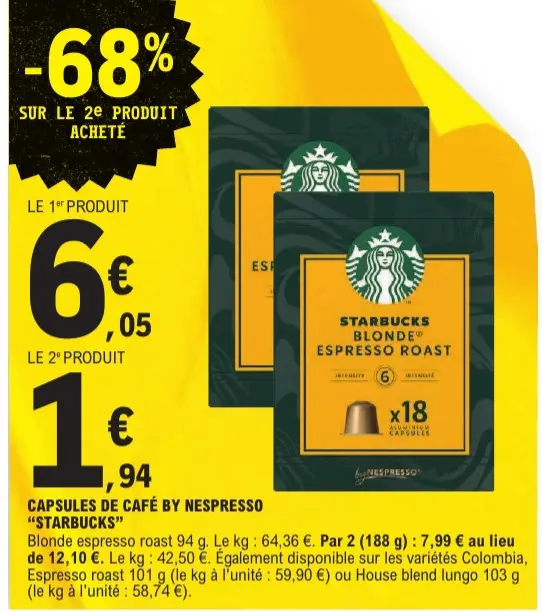 Aanbieding: Capsules de café by Nespresso "Starbucks"