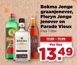 Aanbieding: Jonge graanjenever, Floryn Jonge jenever en Parade Vieux 