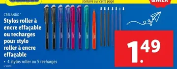 Offre: Stylos roller à encre effaçable ou recharges 