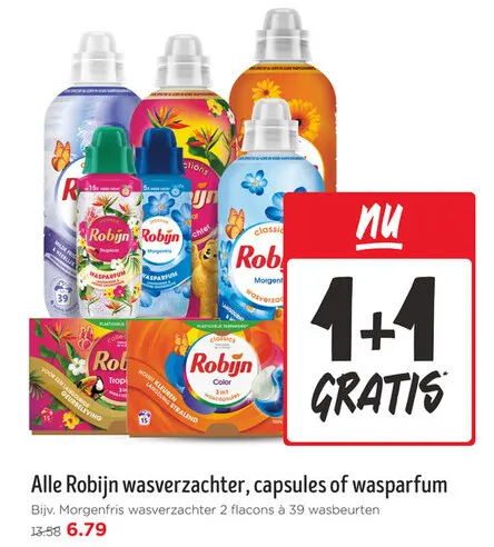 Aanbieding: Alle Robijn wasverzachter, capsules of waspar