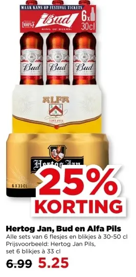 Aanbieding: Hertog Jan, Bud en Alfa Pils
