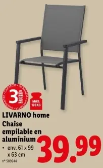 Offre: Chaise empilable en aluminium