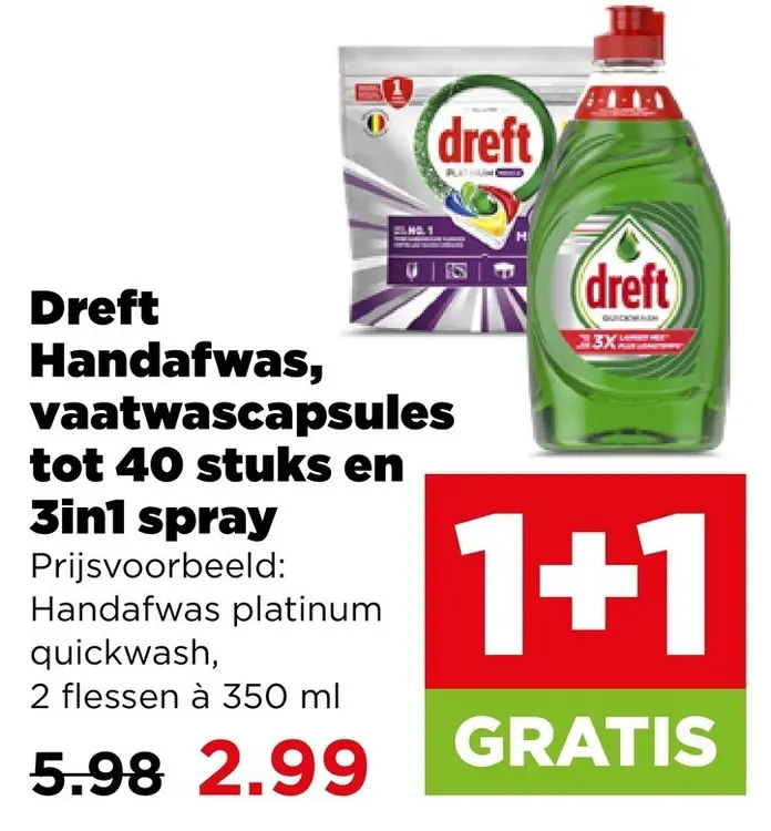 Aanbieding: Dreft Handafwas, vaatwascapsules tot 40 stuks