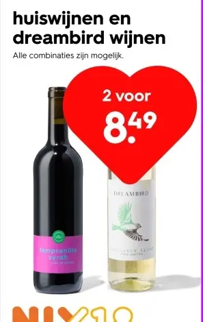 Aanbieding: Huiswijnen en Dreambird wijnen