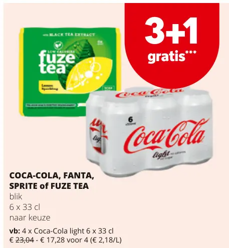 Promotie: Coca-Cola, Fanta, Sprite of Fuze Tea